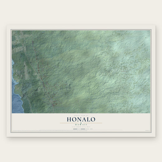 Honalo, Hawaii map print, the full design