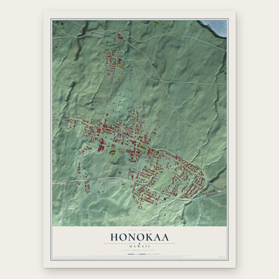 Honokaa, Hawaii map print, the full design