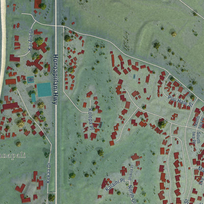 Close-up of the map of Kaanapali, Hawaii print showing street and building detail