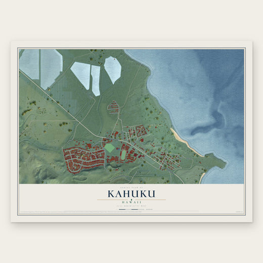 Kahuku, Hawaii map print, the full design