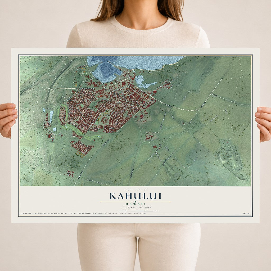 Map of Kahului, Hawaii, 18 x 24 inch unframed archival matte print
