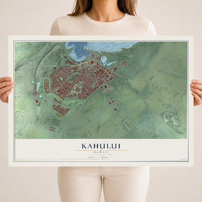 Map of Kahului, Hawaii, 18 x 24 inch unframed archival matte print