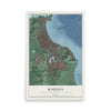 Map of Kailua, Hawaii, 12 x 18 inch unframed archival matte print