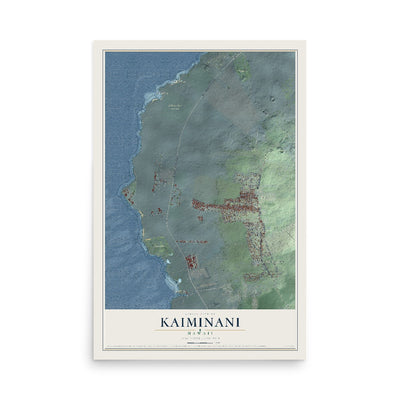 Map of Kaiminani, Hawaii, 12 x 18 inch unframed archival matte print