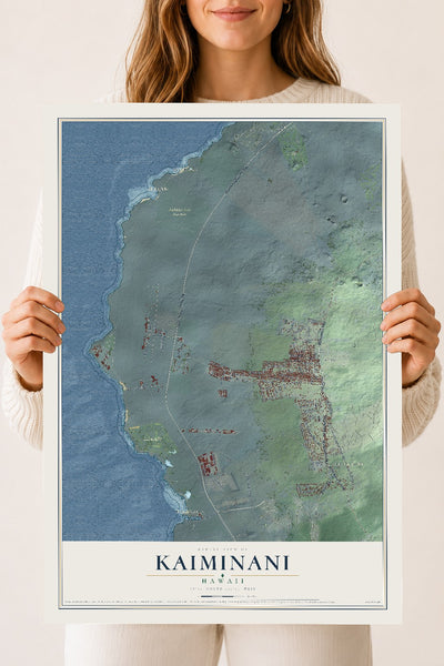 Map of Kaiminani, Hawaii, 18 x 24 inch unframed archival matte print