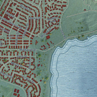 Close-up of the map of Kaneohe Base, Hawaii print showing street and building detail