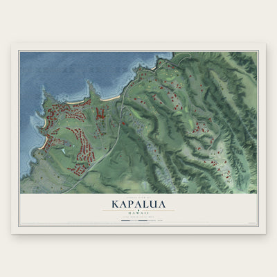 Kapalua, Hawaii map print, the full design