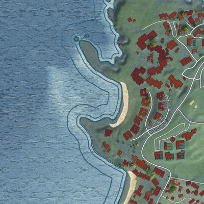 Close-up of the map of Kapalua, Hawaii print showing street and building detail