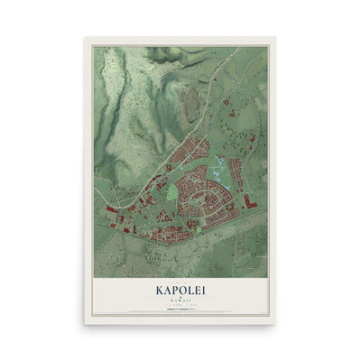 Map of Kapolei, Hawaii, 12 x 18 inch unframed archival matte print