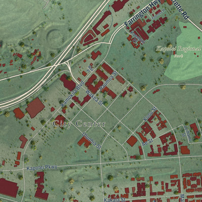 Second close-up of the map of Kapolei, Hawaii print showing more streets and buildings