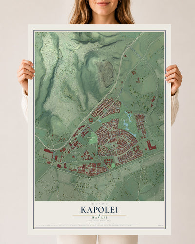 Map of Kapolei, Hawaii, 24 x 36 inch unframed archival matte print