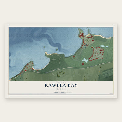 Kawela Bay, Hawaii map print, the full design