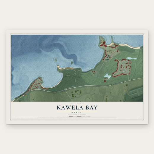 Kawela Bay, Hawaii map print, the full design