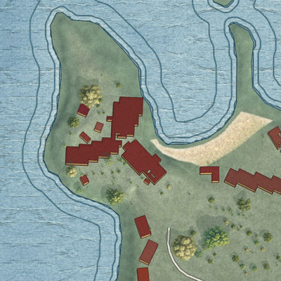 Close-up of the map of Kawela Bay, Hawaii print showing street and building detail