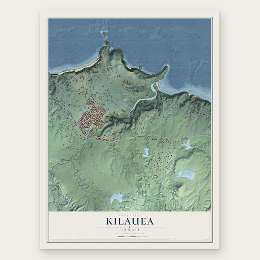 Kilauea, Hawaii map print, the full design