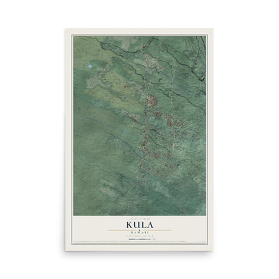 Map of Kula, Hawaii, 12 x 18 inch unframed archival matte print