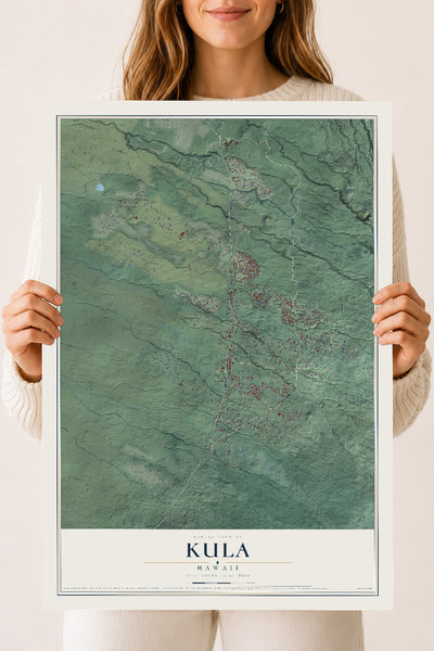 Map of Kula, Hawaii, 18 x 24 inch unframed archival matte print