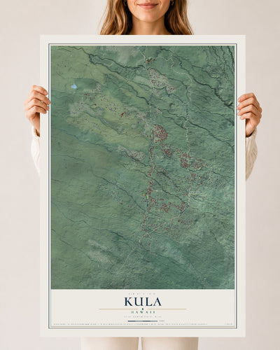 Map of Kula, Hawaii, 24 x 36 inch unframed archival matte print