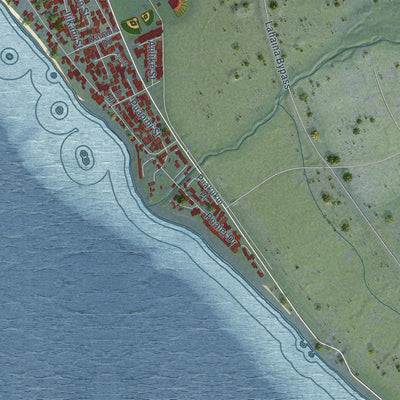 Second close-up of the map of Lahaina, Hawaii print showing more streets and buildings