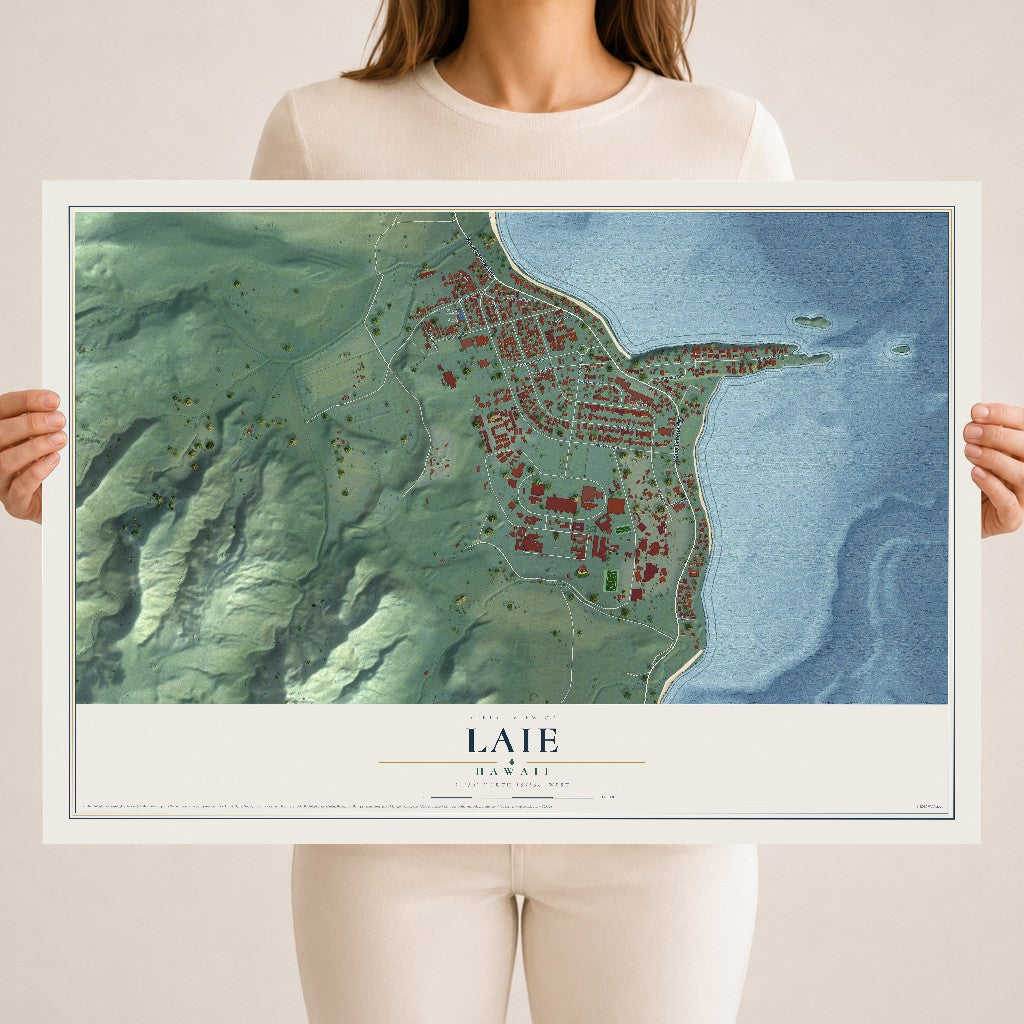 Map of Laie, Hawaii, 18 x 24 inch unframed archival matte print