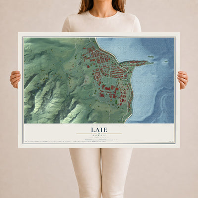 Map of Laie, Hawaii, 24 x 36 inch unframed archival matte print