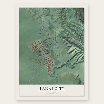 Lanai City, Hawaii map print, the full design