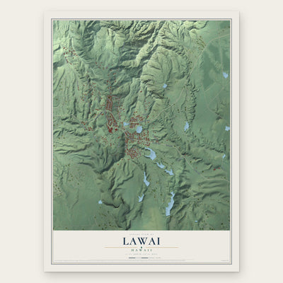 Lawai, Hawaii map print, the full design