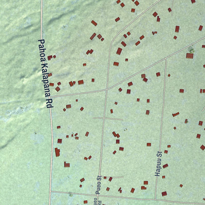 Close-up of the map of Leilani Estates, Hawaii print showing street and building detail