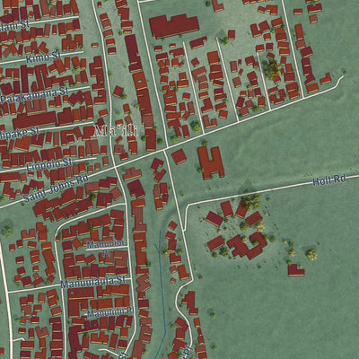 Second close-up of the map of Maili, Hawaii print showing more streets and buildings