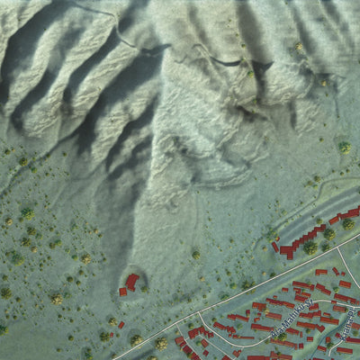 Second close-up of the map of Makaha, Hawaii print showing more streets and buildings