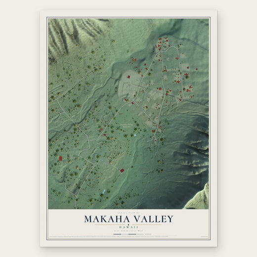 Makaha Valley, Hawaii map print, the full design