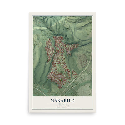 Map of Makakilo, Hawaii, 12 x 18 inch unframed archival matte print