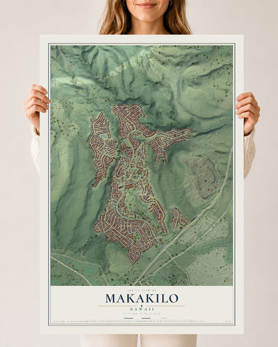 Map of Makakilo, Hawaii, 24 x 36 inch unframed archival matte print