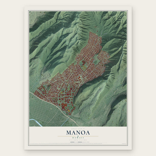 Manoa, Hawaii map print, the full design