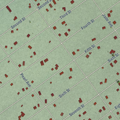 Close-up of the map of Mauna Loa Estates, Hawaii print showing street and building detail