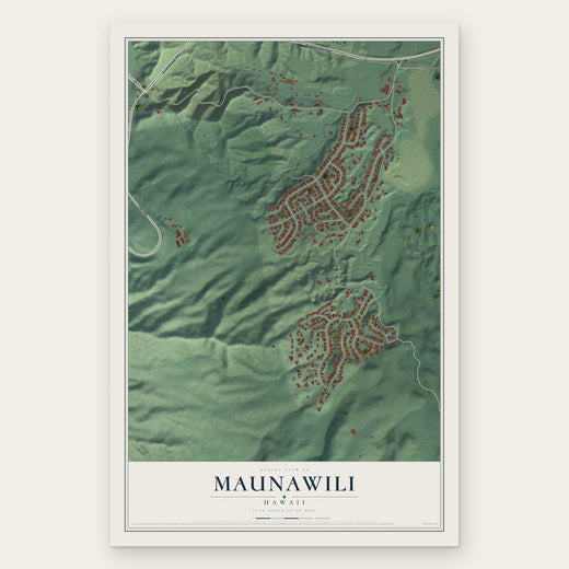 Maunawili, Hawaii map print, the full design