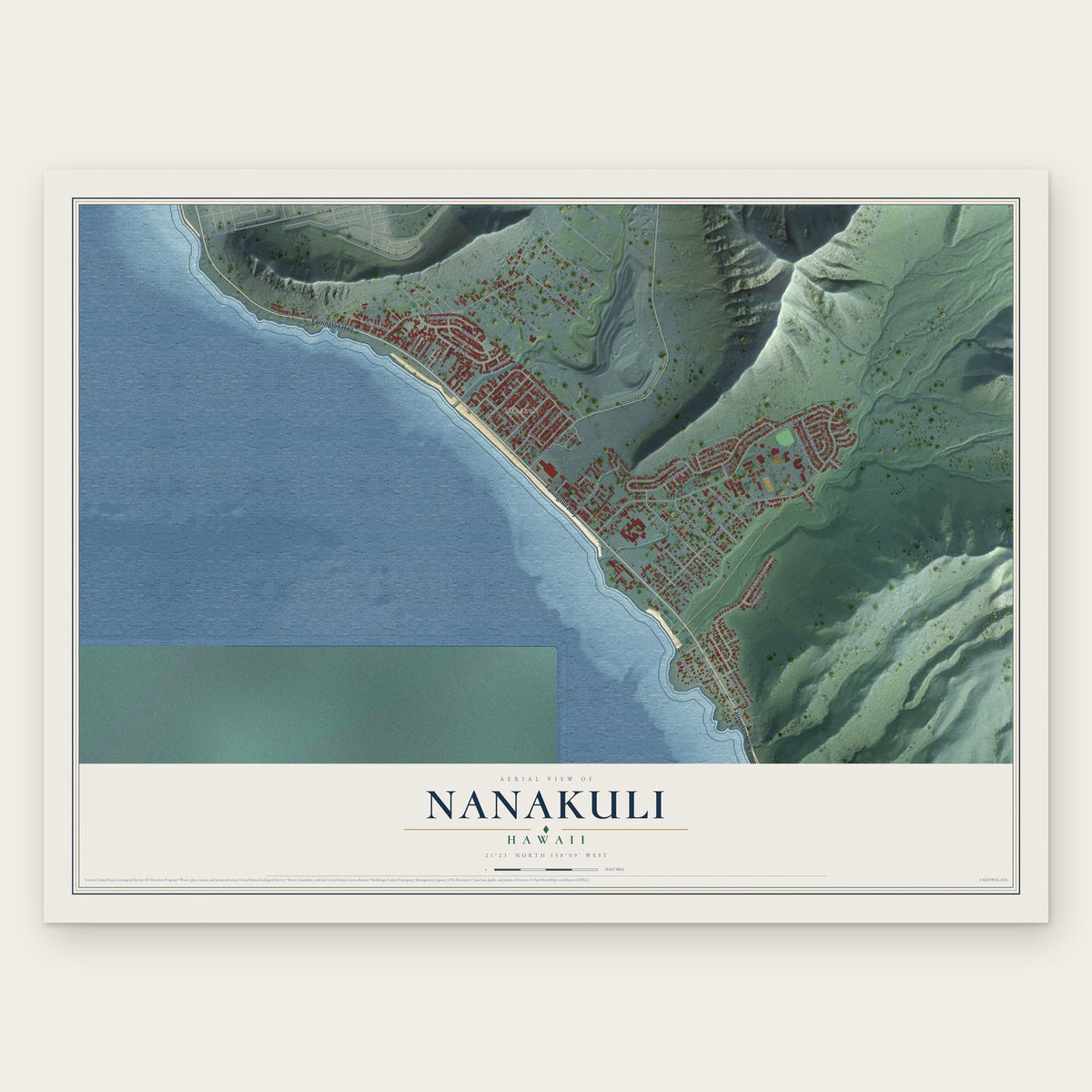 Nanakuli, Hawaii map print, the full design