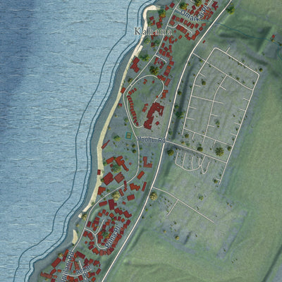 Second close-up of the map of Napili-Honokowai, Hawaii print showing more streets and buildings