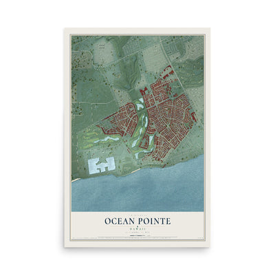 Map of Ocean Pointe, Hawaii, 12 x 18 inch unframed archival matte print