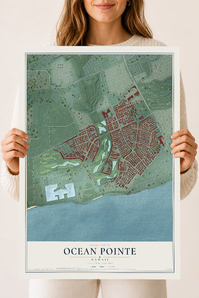 Map of Ocean Pointe, Hawaii, 18 x 24 inch unframed archival matte print