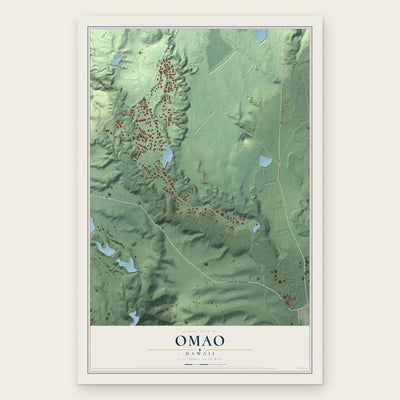 Omao, Hawaii map print, the full design