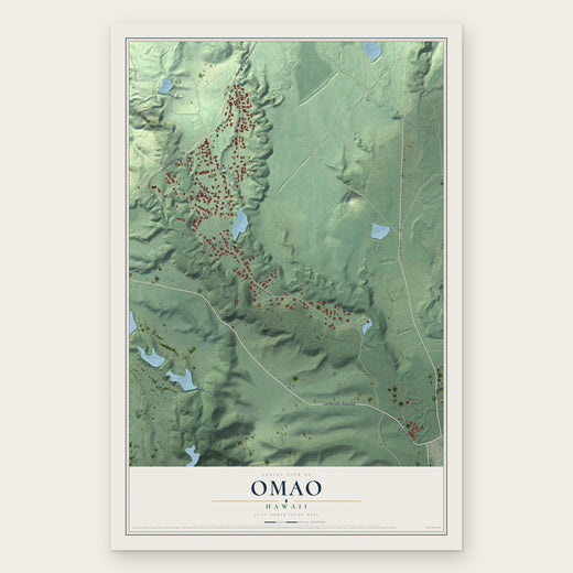 Omao, Hawaii map print, the full design