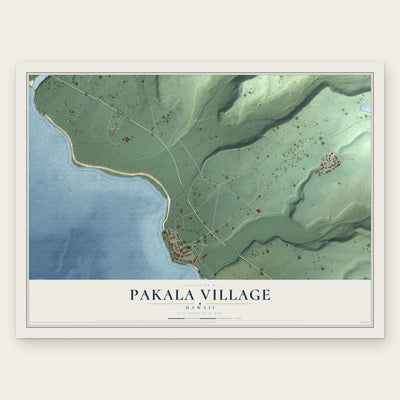 Pakala Village, Hawaii map print, the full design