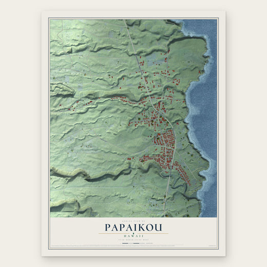 Papaikou, Hawaii map print, the full design