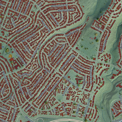 Close-up of the map of Pearl City, Hawaii print showing street and building detail