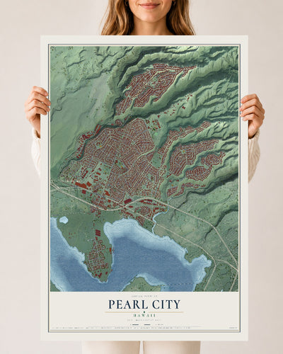 Map of Pearl City, Hawaii, 24 x 36 inch unframed archival matte print