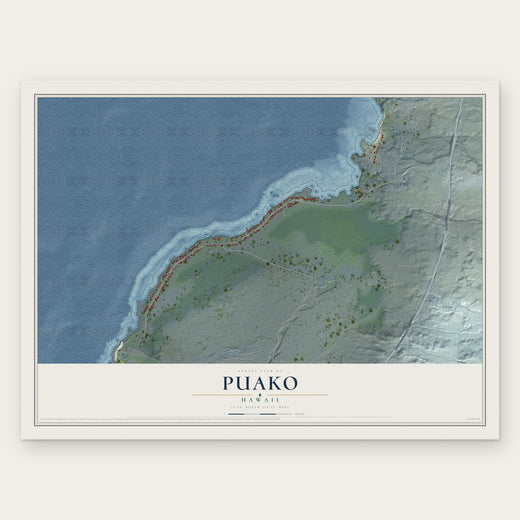 Puako, Hawaii map print, the full design
