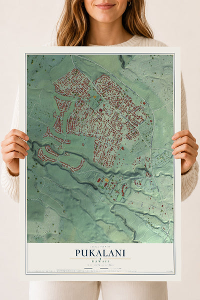 Map of Pukalani, Hawaii, 18 x 24 inch unframed archival matte print