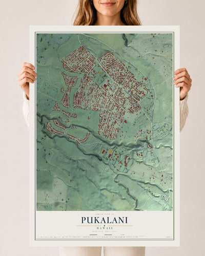 Map of Pukalani, Hawaii, 24 x 36 inch unframed archival matte print