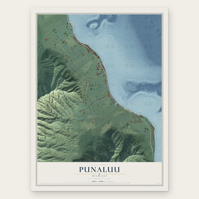Punaluu, Hawaii map print, the full design